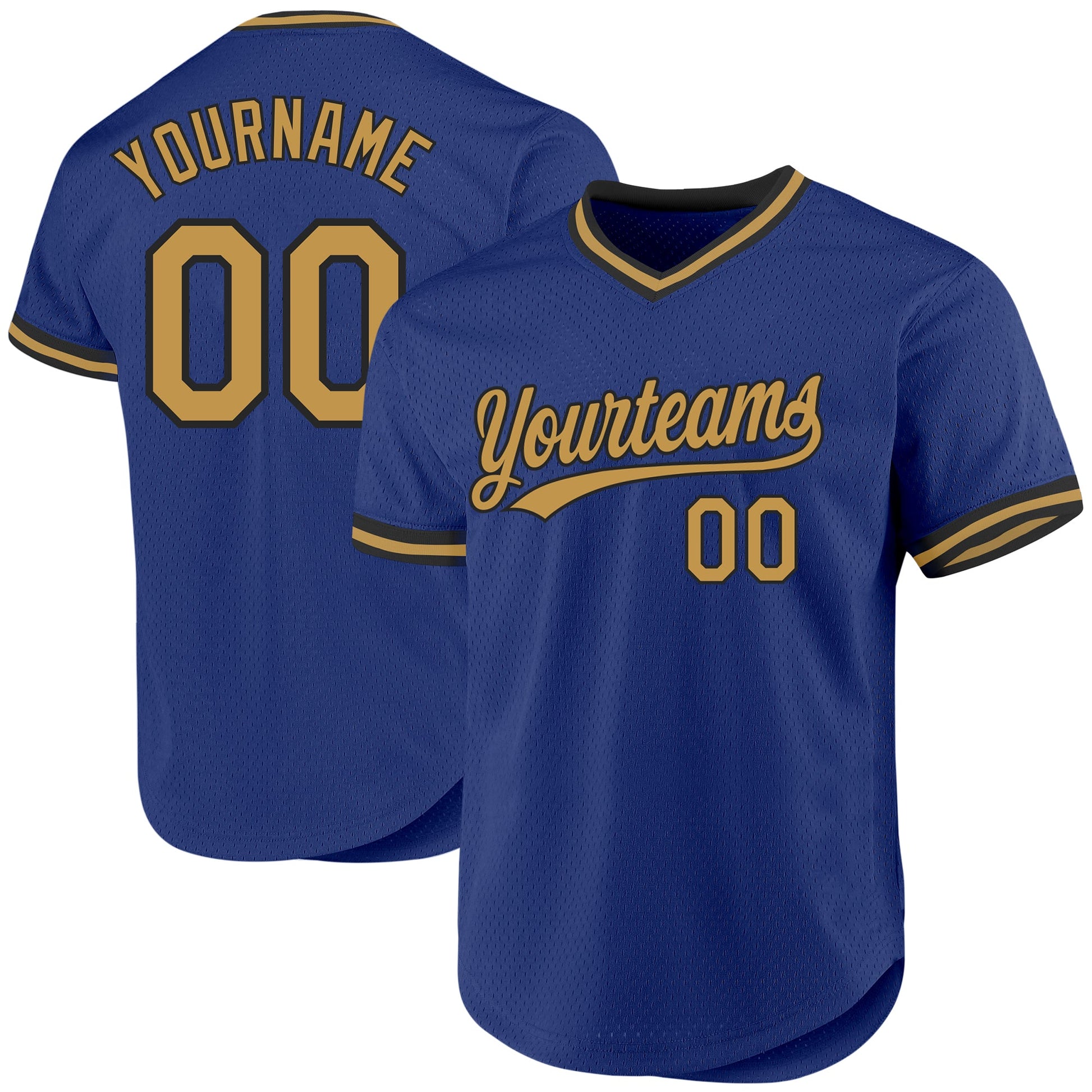 Custom Royal Old Gold-Black Authentic Throwback Baseball Jersey - Sky-Custom