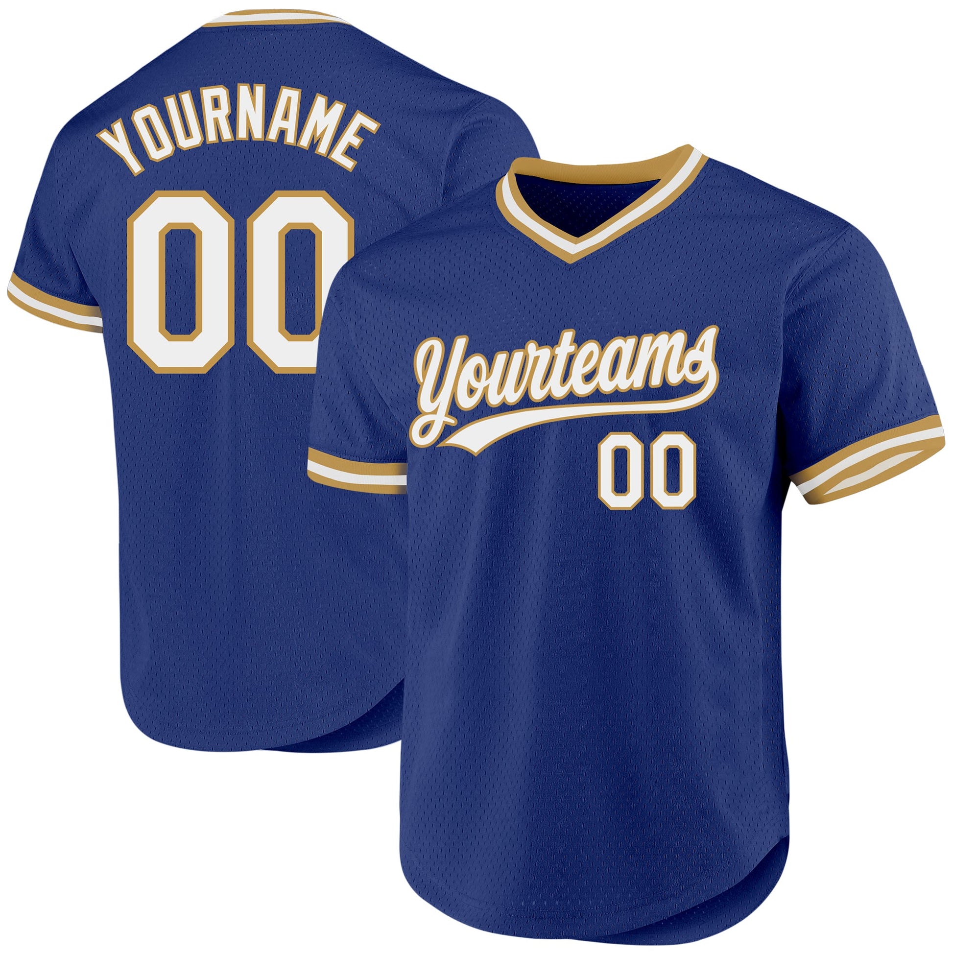 Custom Royal White-Old Gold Authentic Throwback Baseball Jersey - Sky-Custom