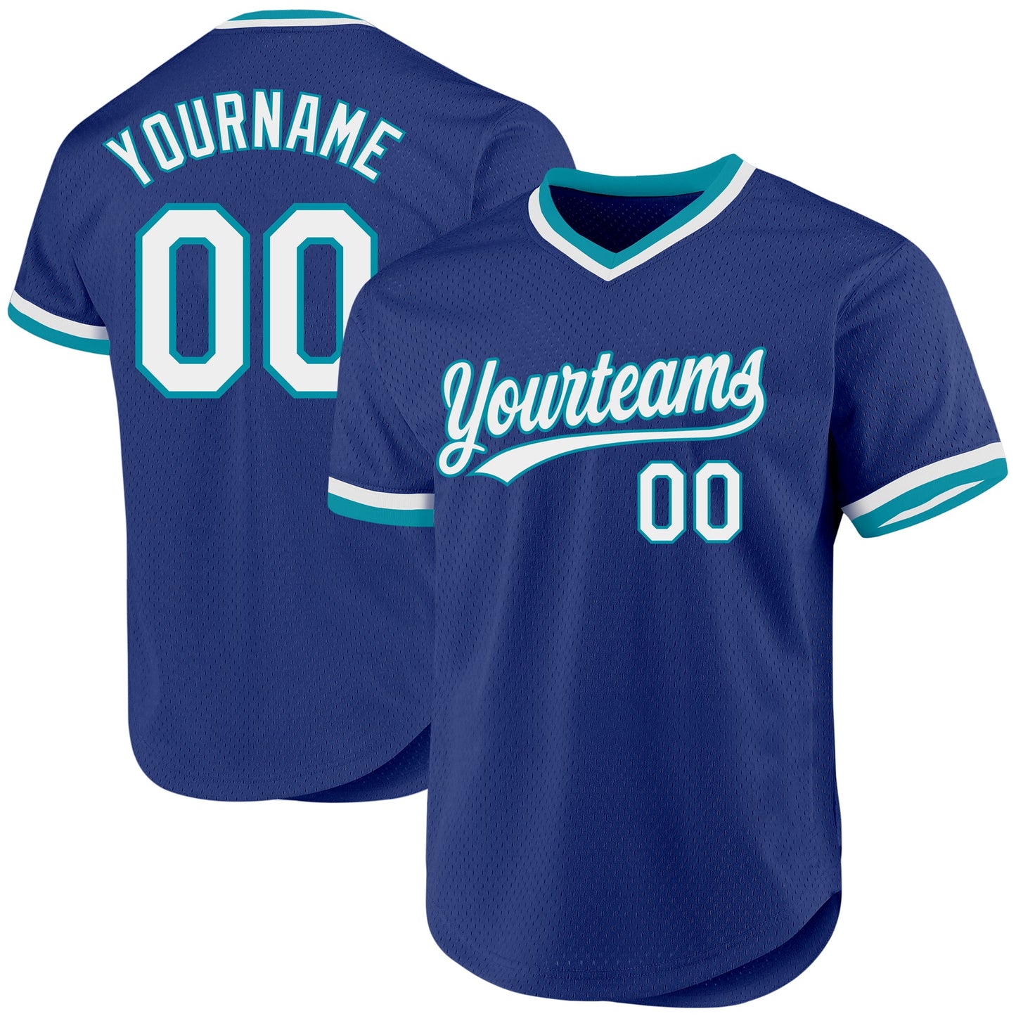 Custom Royal White-Teal Authentic Throwback Baseball Jersey - Sky-Custom