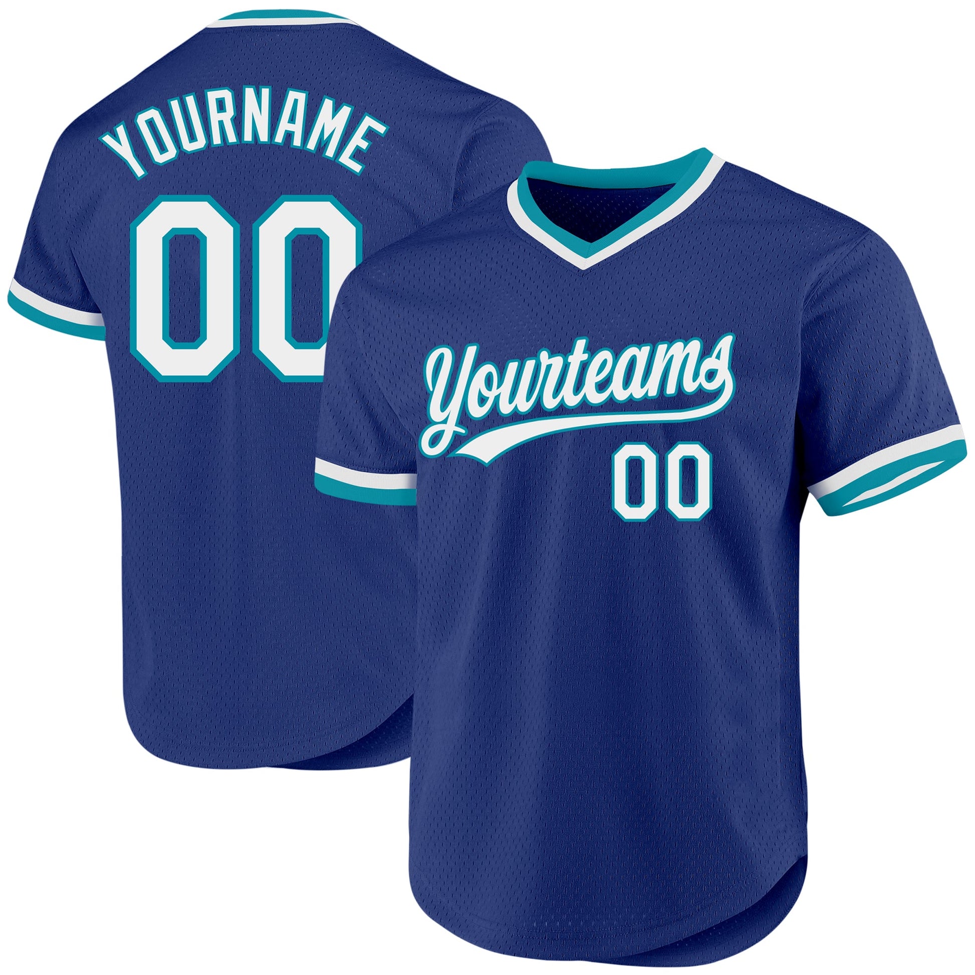 Custom Royal White-Teal Authentic Throwback Baseball Jersey - Sky-Custom