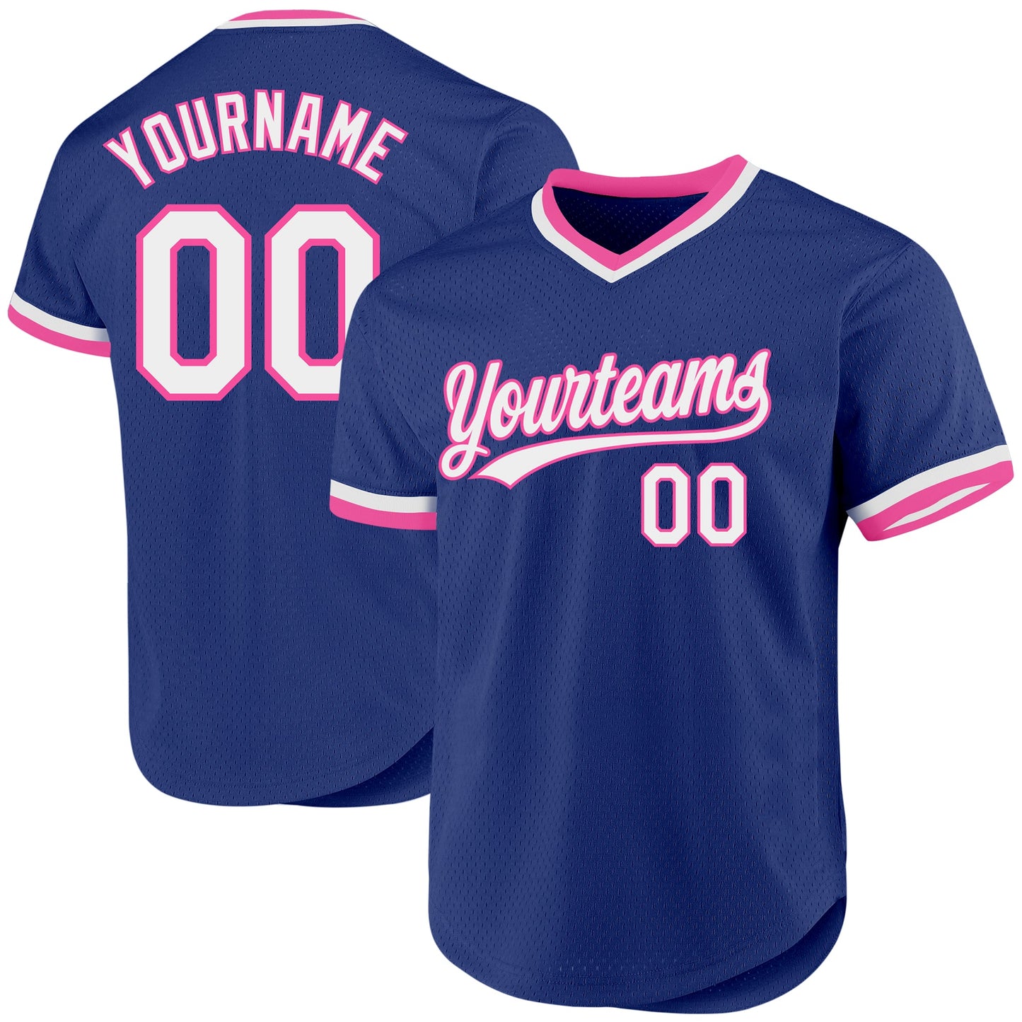 Custom Royal White-Pink Authentic Throwback Baseball Jersey - Sky-Custom