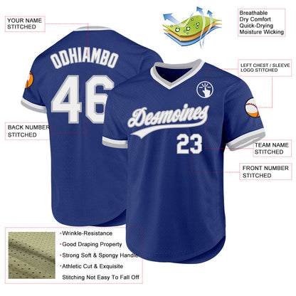 Custom Royal White-Gray Authentic Throwback Baseball Jersey - Sky-Custom