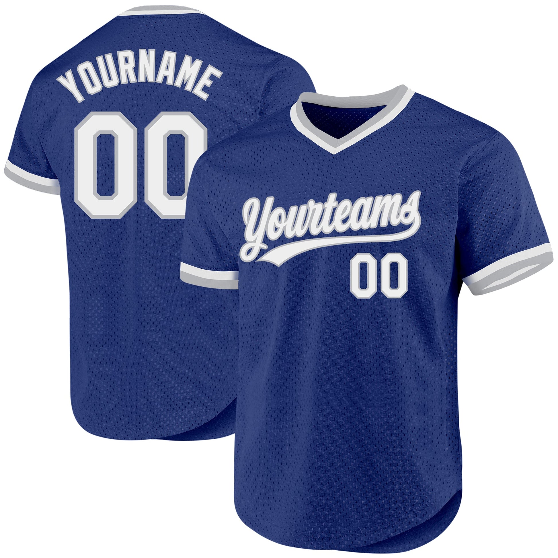 Custom Royal White-Gray Authentic Throwback Baseball Jersey - Sky-Custom