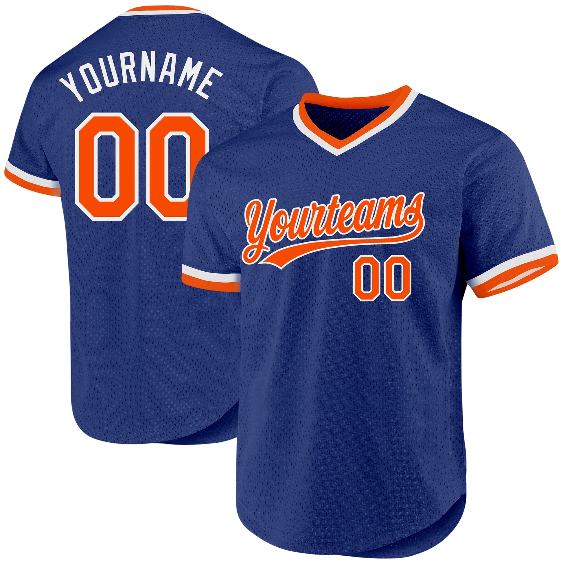 Custom Royal Orange-White Authentic Throwback Baseball Jersey - Sky-Custom
