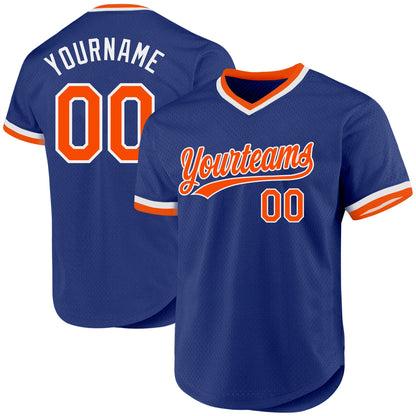 Custom Royal Orange-White Authentic Throwback Baseball Jersey - Sky-Custom