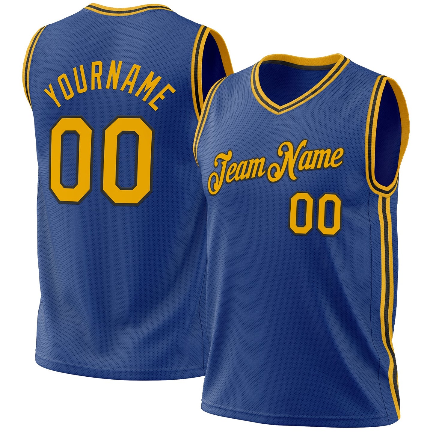 Custom Royal Gold-Black Authentic Throwback Basketball Jersey - Sky-Custom