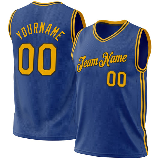 Custom Royal Gold-Black Authentic Throwback Basketball Jersey - Sky-Custom