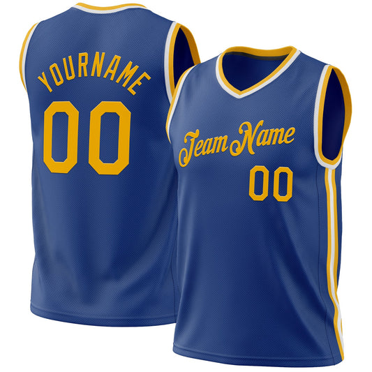 Custom Royal Gold-White Authentic Throwback Basketball Jersey - Sky-Custom