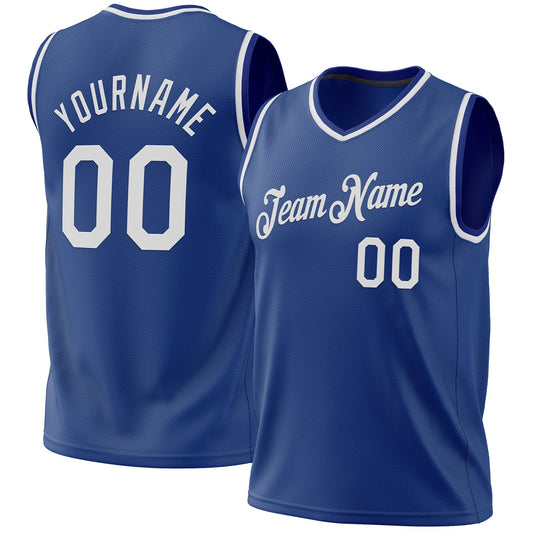 Custom Royal White Authentic Throwback Basketball Jersey - Sky-Custom