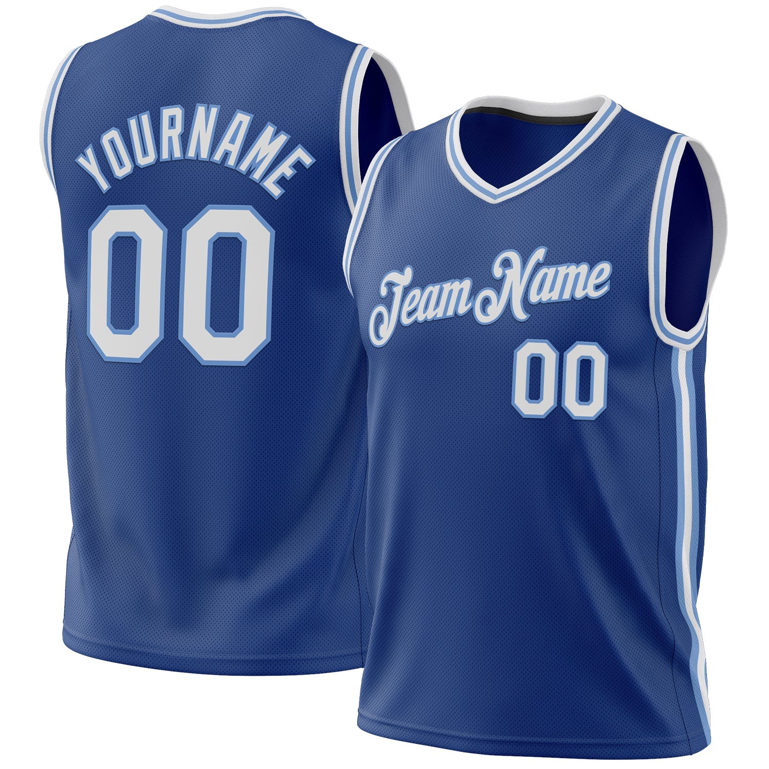 Custom Royal White-Light Blue Authentic Throwback Basketball Jersey - Sky-Custom