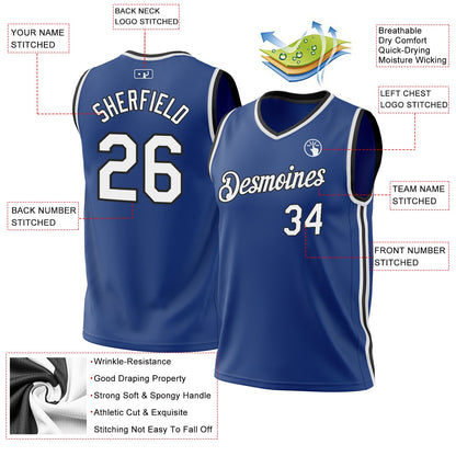 Custom Royal White-Black Authentic Throwback Basketball Jersey - Sky-Custom