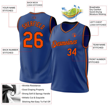 Custom Royal Orange-Black Authentic Throwback Basketball Jersey - Sky-Custom