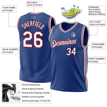 Custom Royal White-Red Authentic Throwback Basketball Jersey - Sky-Custom
