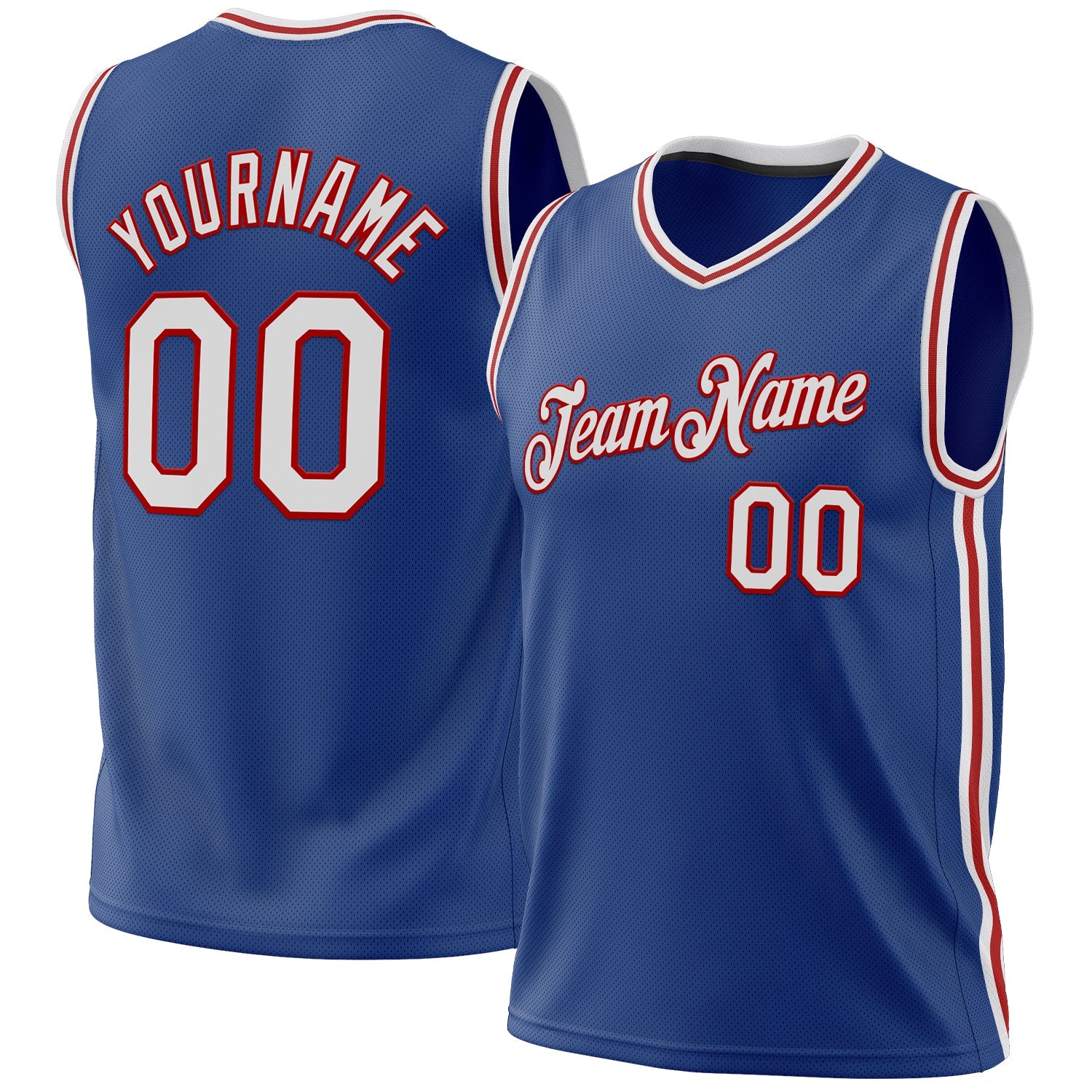 Custom Royal White-Red Authentic Throwback Basketball Jersey - Sky-Custom