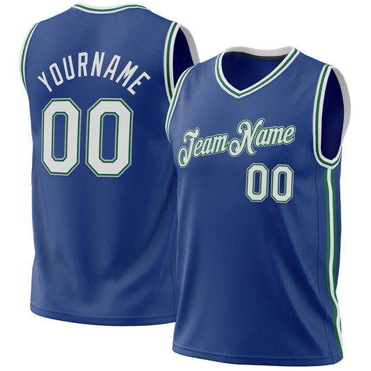 Custom Royal Kelly Green-Gray Authentic Throwback Basketball Jersey - Sky-Custom