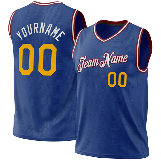 Custom Royal Gold-Maroon Authentic Throwback Basketball Jersey - Sky-Custom