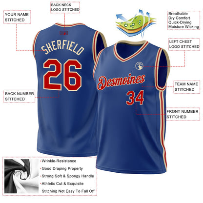 Custom Royal Red-Cream Authentic Throwback Basketball Jersey - Sky-Custom