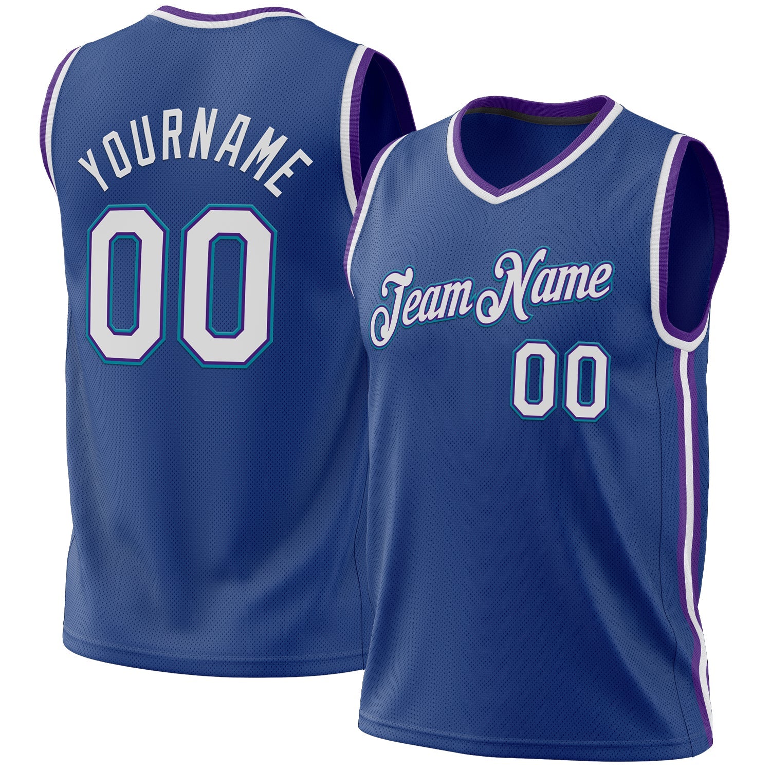 Custom Royal Purple-Teal Authentic Throwback Basketball Jersey - Sky-Custom