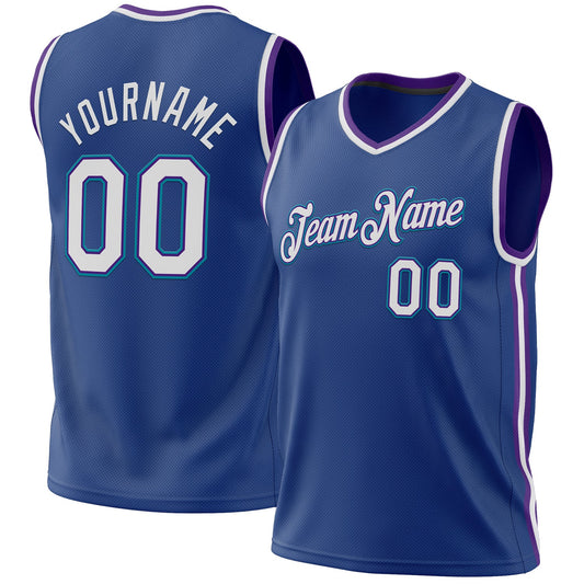 Custom Royal Purple-Teal Authentic Throwback Basketball Jersey - Sky-Custom