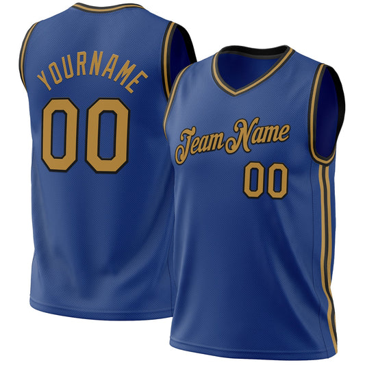 Custom Royal Old Gold-Black Authentic Throwback Basketball Jersey - Sky-Custom
