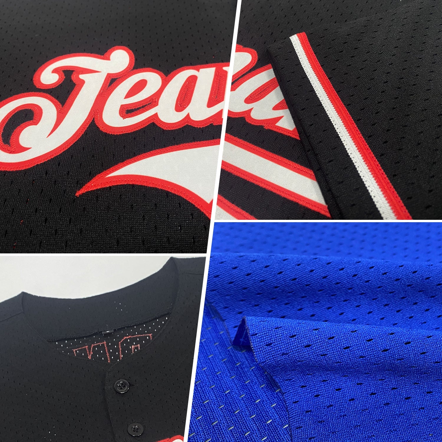 Custom Royal Red-White Mesh Authentic Throwback Baseball Jersey - Sky-Custom
