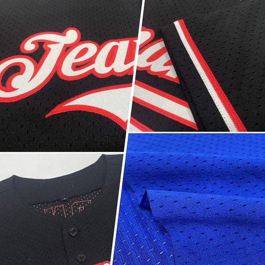 Custom Royal Yellow Mesh Authentic Throwback Baseball Jersey - Sky-Custom