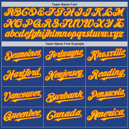 Custom Royal Yellow-Orange Mesh Authentic Throwback Baseball Jersey - Sky-Custom