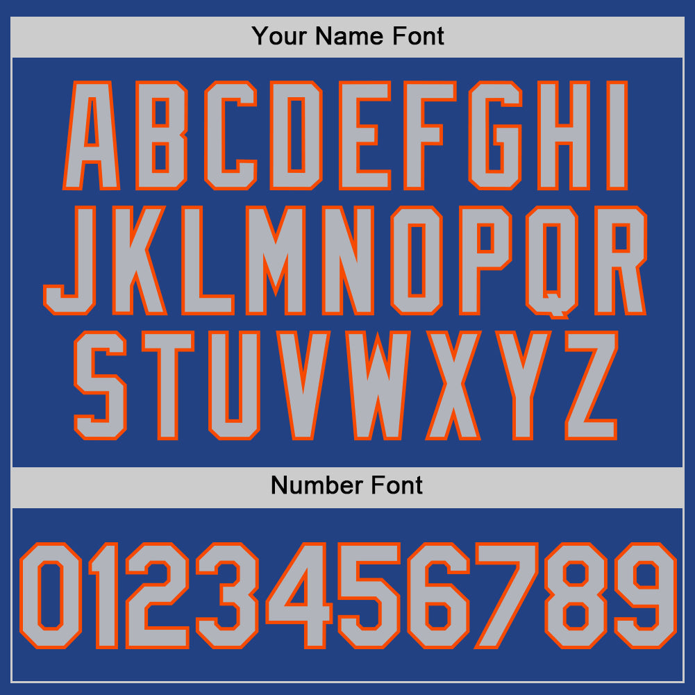 Custom Royal Gray-Orange Mesh Authentic Throwback Baseball Jersey - Sky-Custom