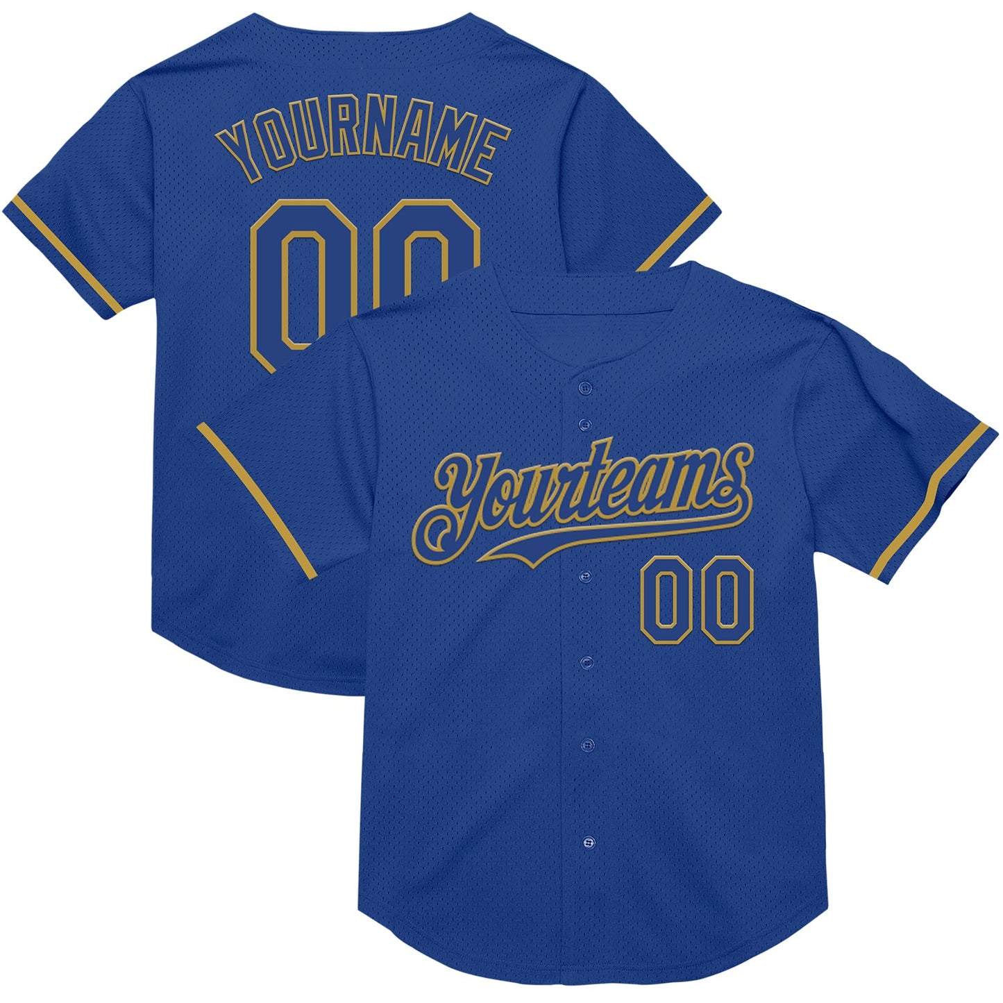 Custom Royal Old Gold Mesh Authentic Throwback Baseball Jersey - Sky-Custom