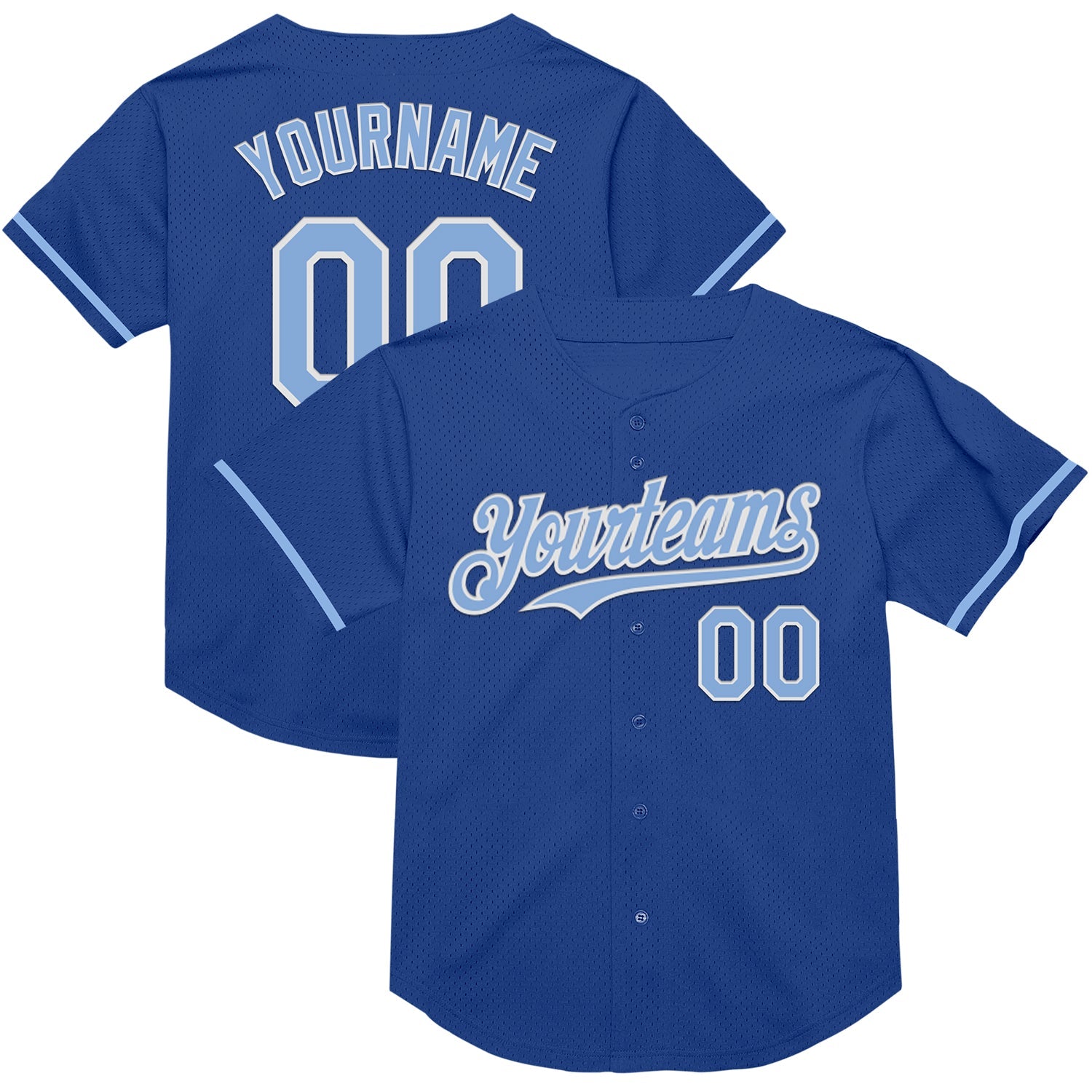Custom Royal Light Blue-White Mesh Authentic Throwback Baseball Jersey - Sky-Custom
