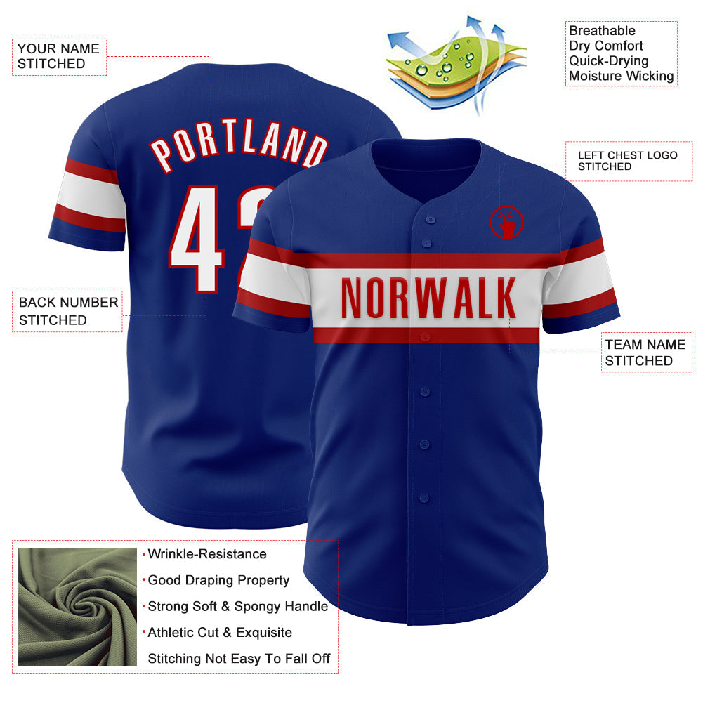 Custom Royal White-Red Authentic Baseball Jersey - Sky-Custom