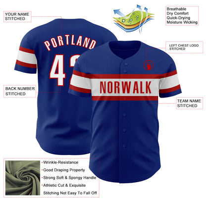Custom Royal White-Red Authentic Baseball Jersey - Sky-Custom