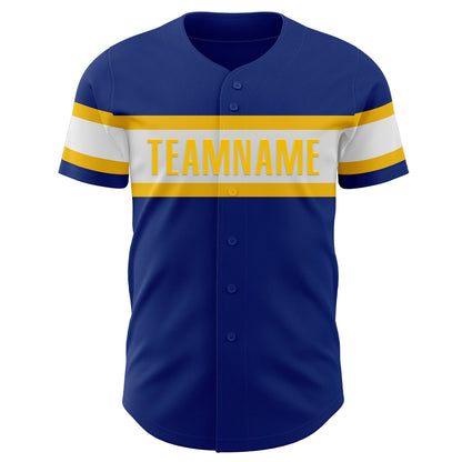 Custom Royal White-Yellow Authentic Baseball Jersey - Sky-Custom