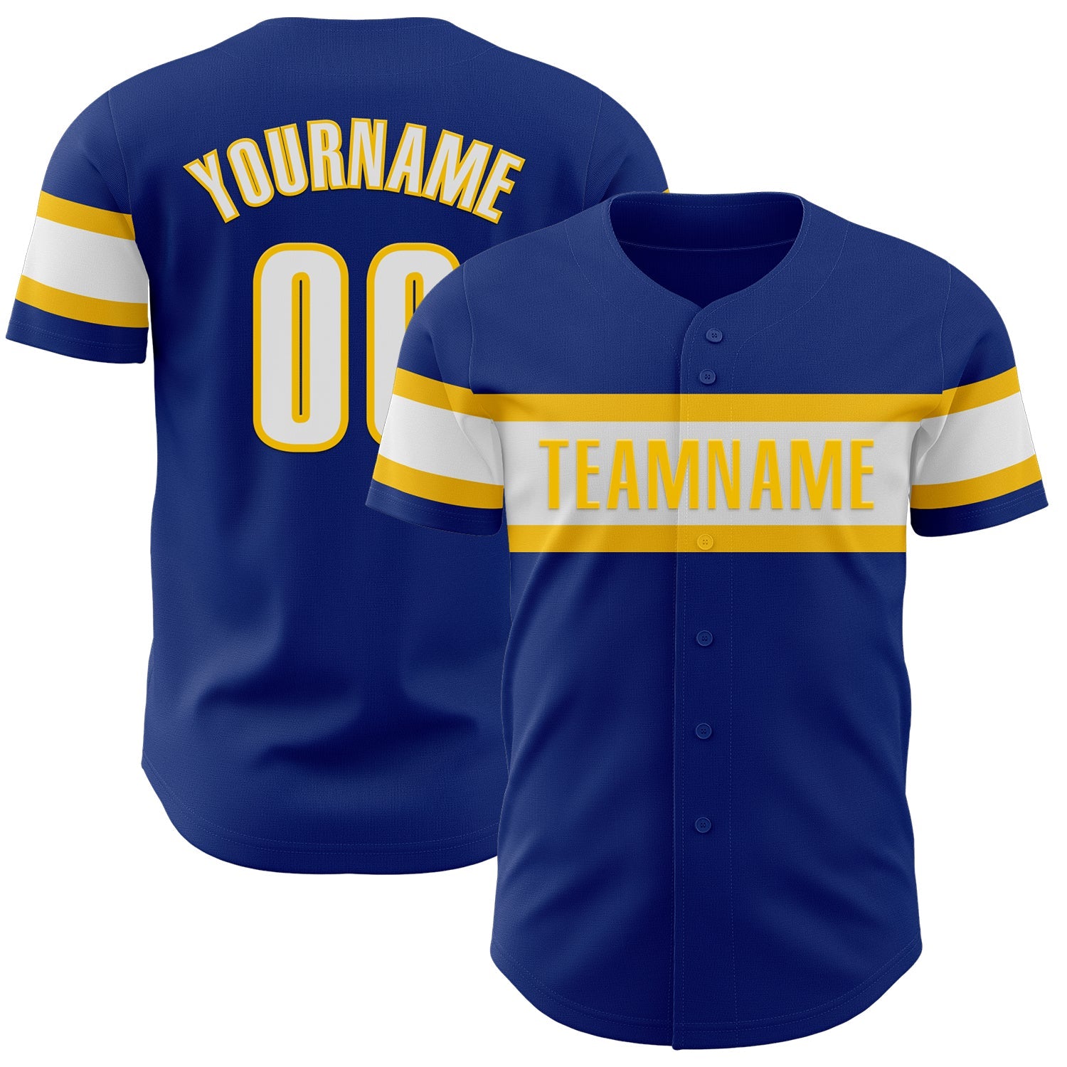 Custom Royal White-Yellow Authentic Baseball Jersey - Sky-Custom