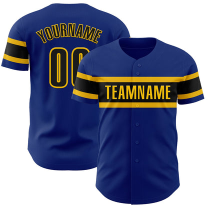 Custom Royal Black-Yellow Authentic Baseball Jersey - Sky-Custom