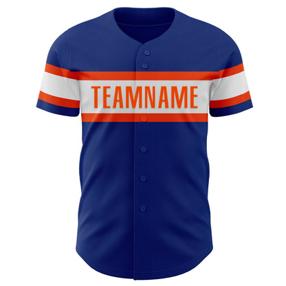 Custom Royal White-Orange Authentic Baseball Jersey - Sky-Custom