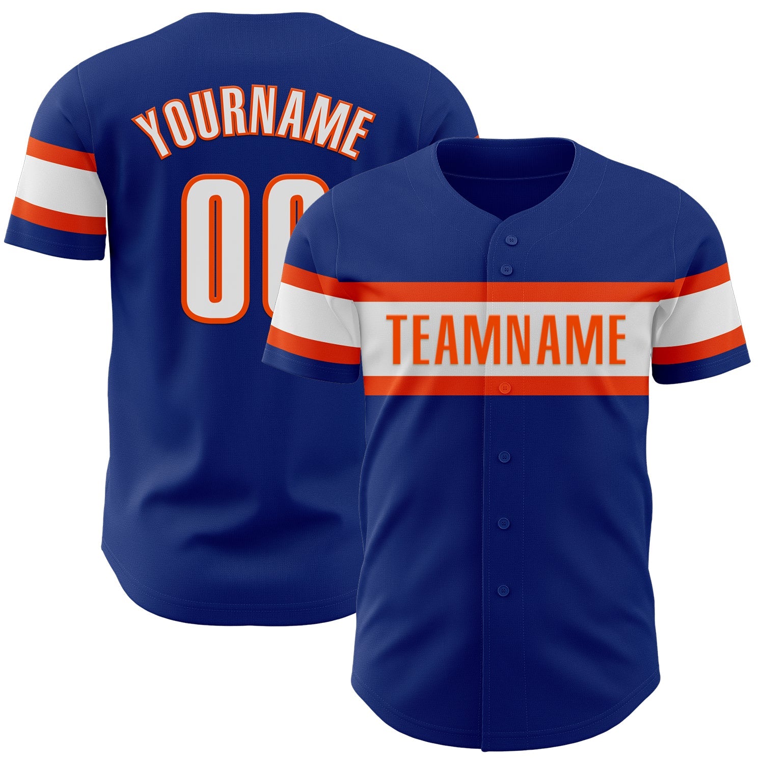 Custom Royal White-Orange Authentic Baseball Jersey - Sky-Custom