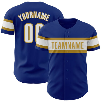 Custom Royal White-Old Gold Authentic Baseball Jersey - Sky-Custom