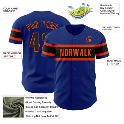 Custom Royal Black-Orange Authentic Baseball Jersey - Sky-Custom