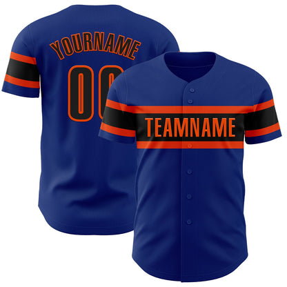 Custom Royal Black-Orange Authentic Baseball Jersey - Sky-Custom