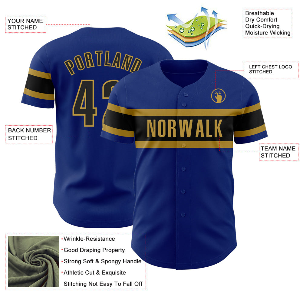 Custom Royal Black-Old Gold Authentic Baseball Jersey - Sky-Custom
