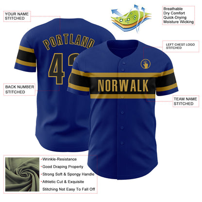 Custom Royal Black-Old Gold Authentic Baseball Jersey - Sky-Custom