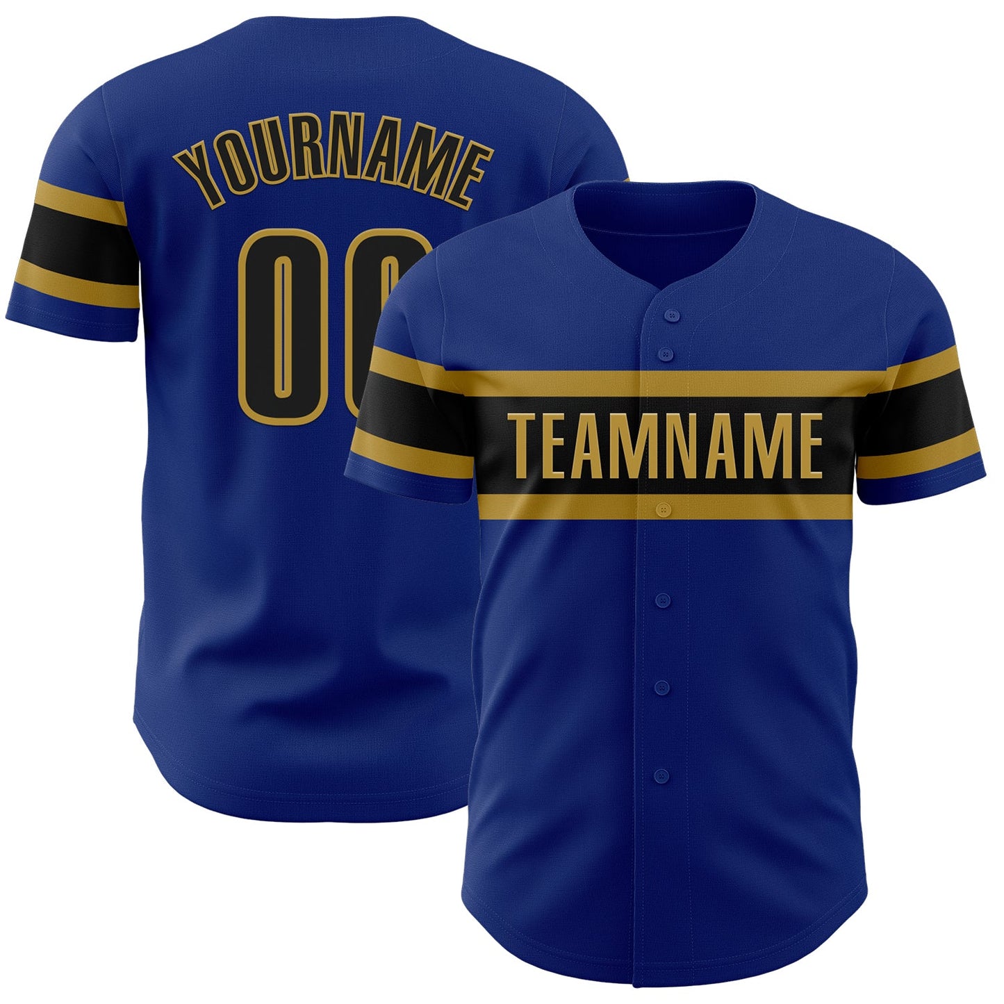 Custom Royal Black-Old Gold Authentic Baseball Jersey - Sky-Custom