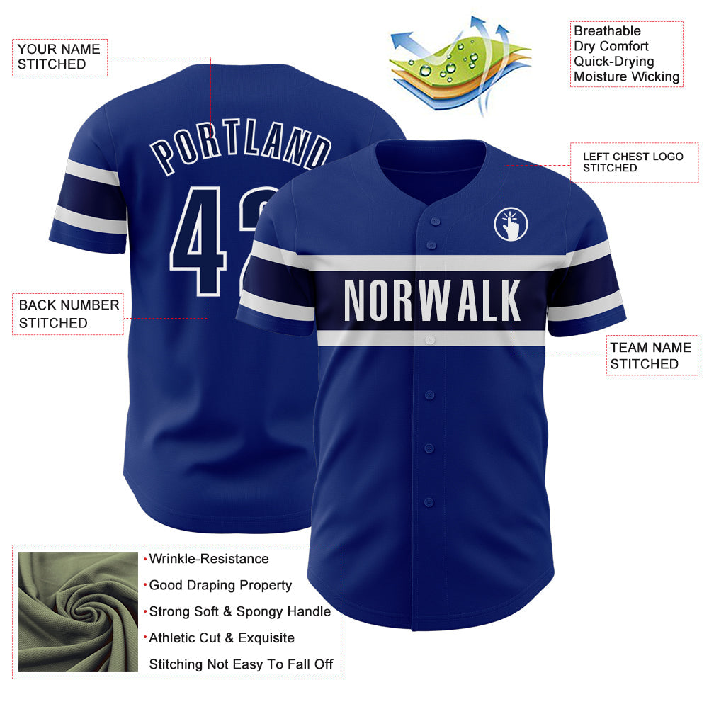 Custom Royal Navy-White Authentic Baseball Jersey - Sky-Custom