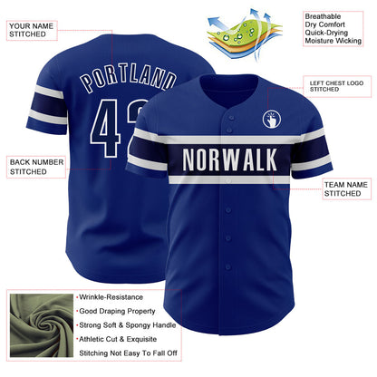 Custom Royal Navy-White Authentic Baseball Jersey - Sky-Custom