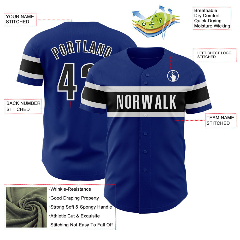 Custom Royal Black-White Authentic Baseball Jersey - Sky-Custom