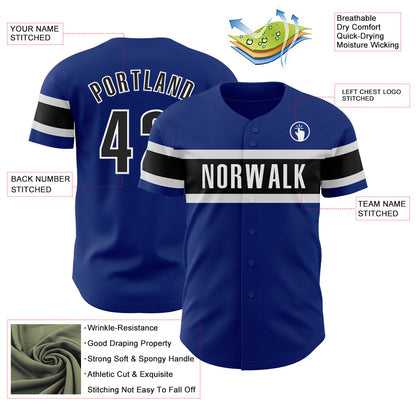 Custom Royal Black-White Authentic Baseball Jersey - Sky-Custom