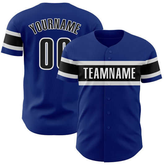 Custom Royal Black-White Authentic Baseball Jersey - Sky-Custom