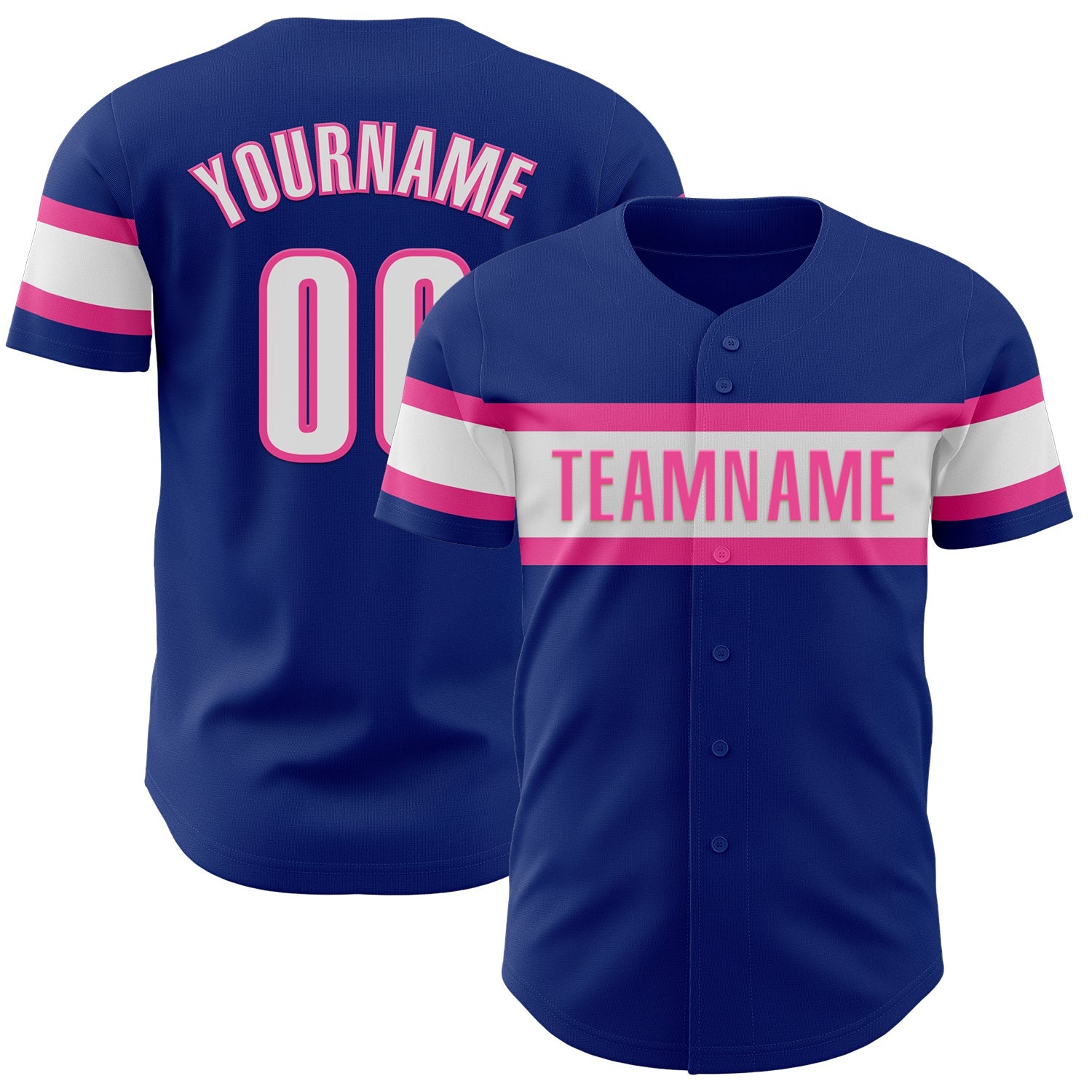 Custom Royal White-Pink Authentic Baseball Jersey - Sky-Custom