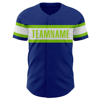 Custom Royal White-Neon Green Authentic Baseball Jersey - Sky-Custom